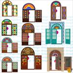 طرح-وکتور-مجموعه-دربهای-سنتی-چوبی-قدیمی-ایرانی