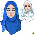 وکتور لایه باز دختر با با روسری آبی و حجاب اسلامی