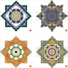 مجموعه چهارتایی از طرحهای png چندضلعی اسلیمی