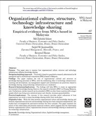 فرهنگ سازمانی،ساختار،زیرساختهای فن آوری و اشتراک دانش (شواهد تجربی از شرکتهای چند ملیتی مستقر در مال