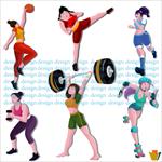 دانلود-وکتور-زنان-ورزشکار-لوگو-ورزشی
