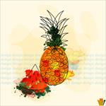 دانلود-طرح-زیبا-از-وکتور-میوه-آناناس-و-قاچ-هندوانه(آبرنگی)