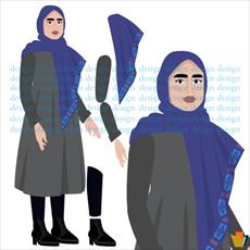 وکتور لایه باز دختر ایرانی با پوشش مانتو و روسری