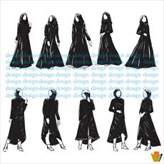 وکتور لایه باز زنان مسلمان با پوشش مشکی و حجاب اسلامی