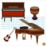 طرح-وکتور-لایه-باز-آلات-و-ادوات-موسیقی(پیانو-تمبک-تار)